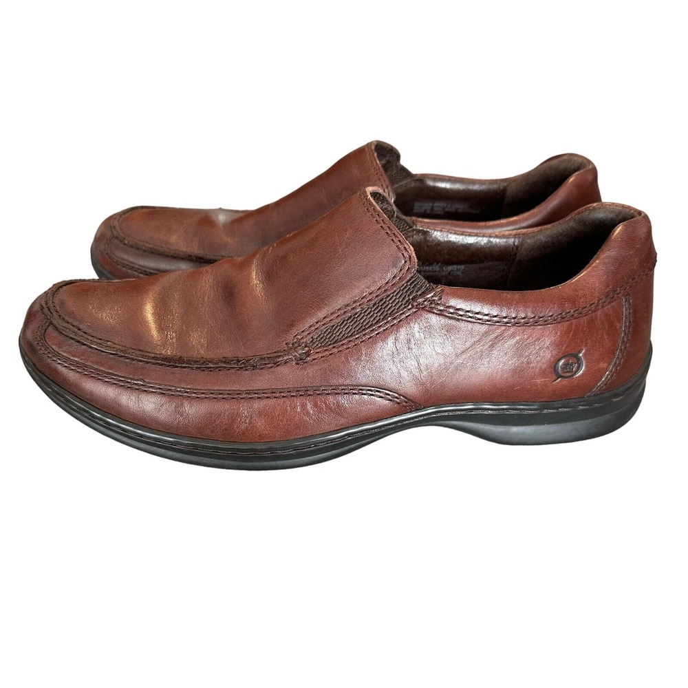 Born Slip On Loafers 10 Brown Leather‎ Square Toe M/WM6455 CBG10 Mens Shoes